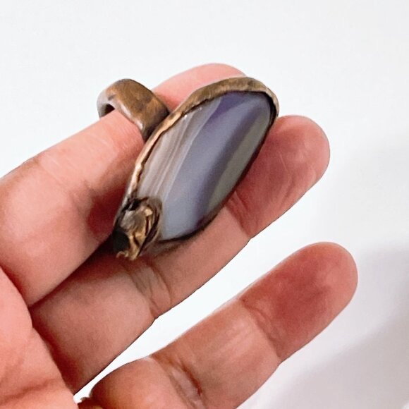 Handcrafted Copper Ring With Purple Agate Stone size 9.5 - Picture 8 of 8
